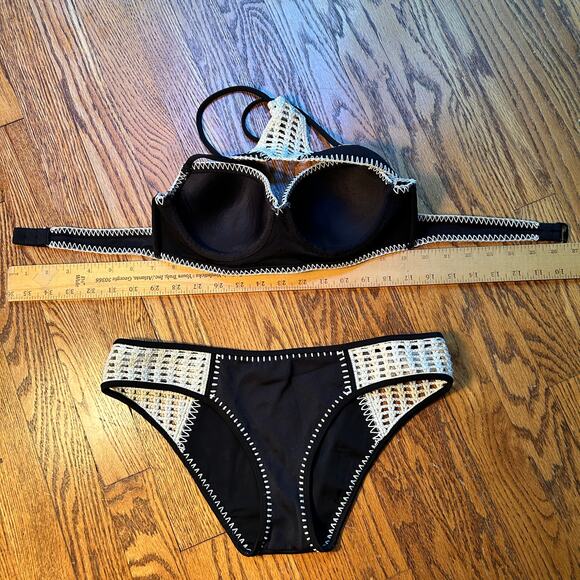 Victoria's Secret Black Crochet Getaway Macrame Bikini Swimsuit Medium - Picture 7 of 7